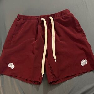 Darc Sport Maroon Athletic Shorts with Cream Drawstring - 7” inseam